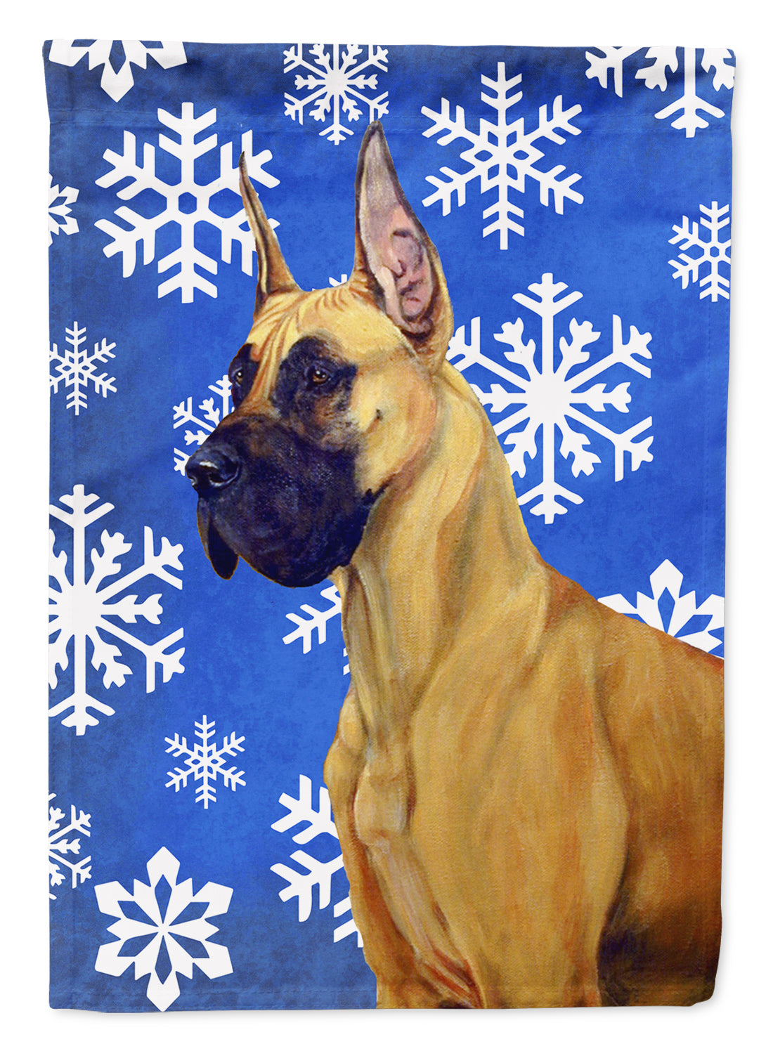 Great Dane Winter Snowflakes Holiday Flag Garden Size.