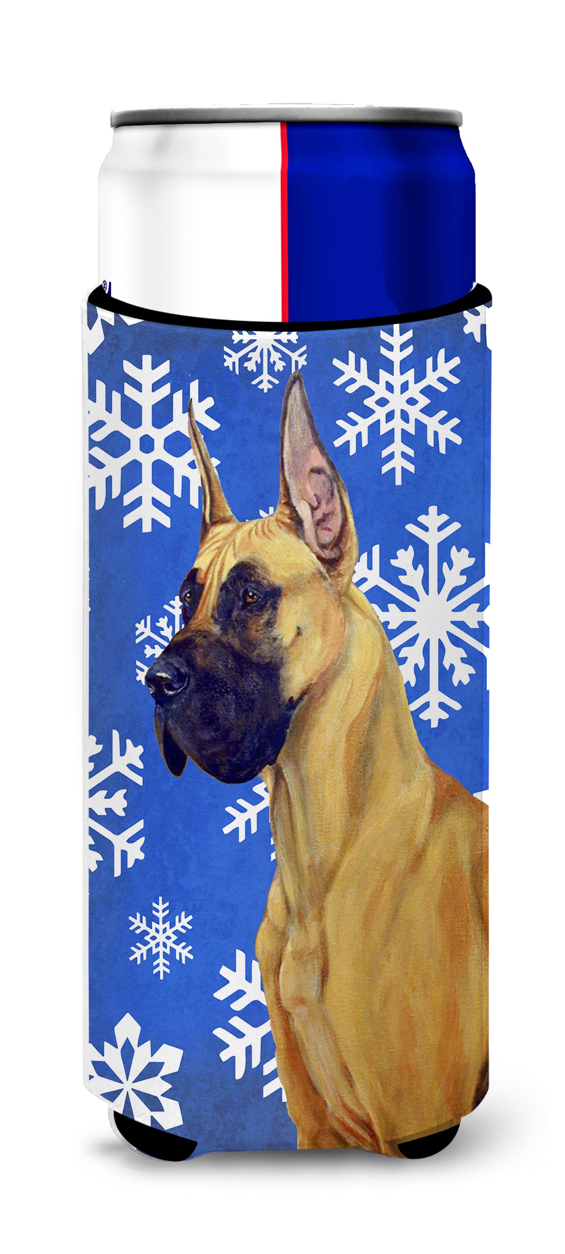 Great Dane Winter Snowflakes Holiday Ultra Beverage Insulators for slim cans LH9265MUK.