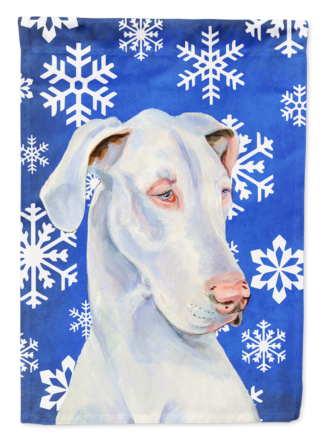 Great Dane Winter Snowflakes Holiday Flag Garden Size.