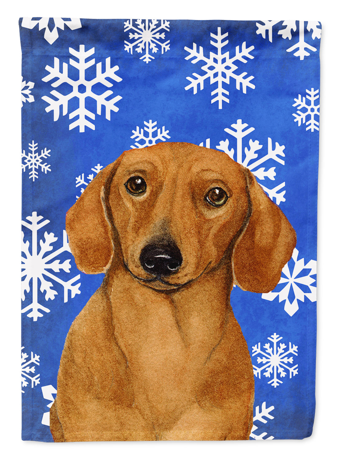 Dachshund Winter Snowflakes Holiday Flag Canvas House Size  the-store.com.