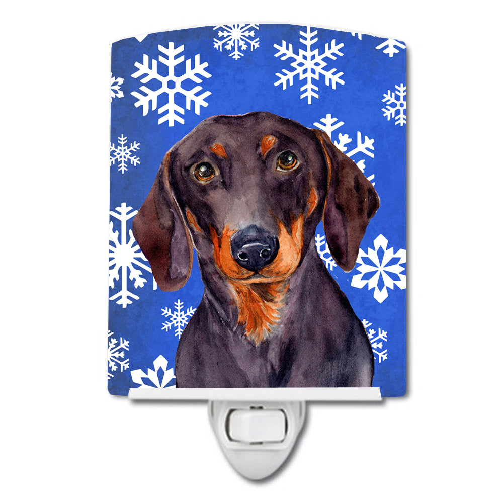 Dachshund Winter Snowflakes Holiday Ceramic Night Light LH9268CNL - the-store.com