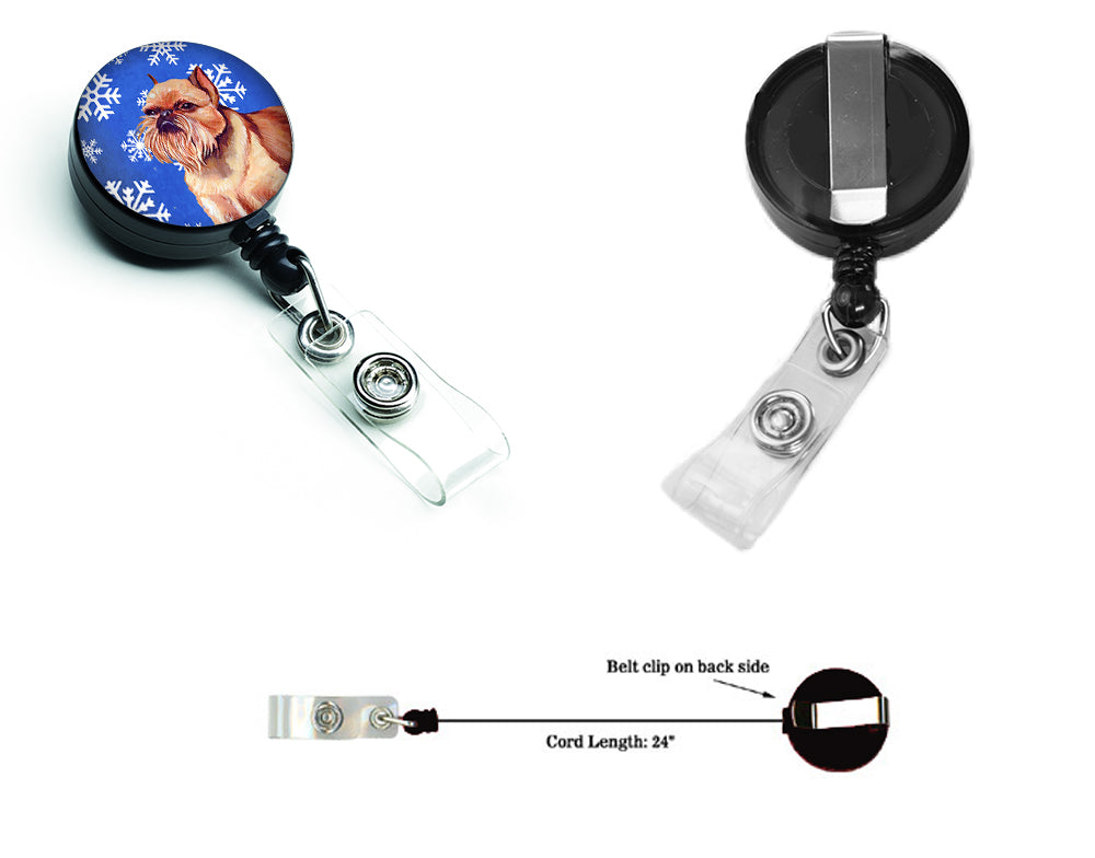 Brussels Griffon Winter Snowflakes Holiday Retractable Badge Reel LH9269BR  the-store.com.