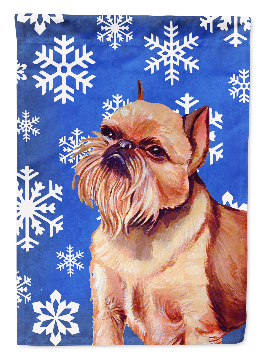 Brussels Griffon Winter Snowflakes Holiday Flag Canvas House Size  the-store.com.