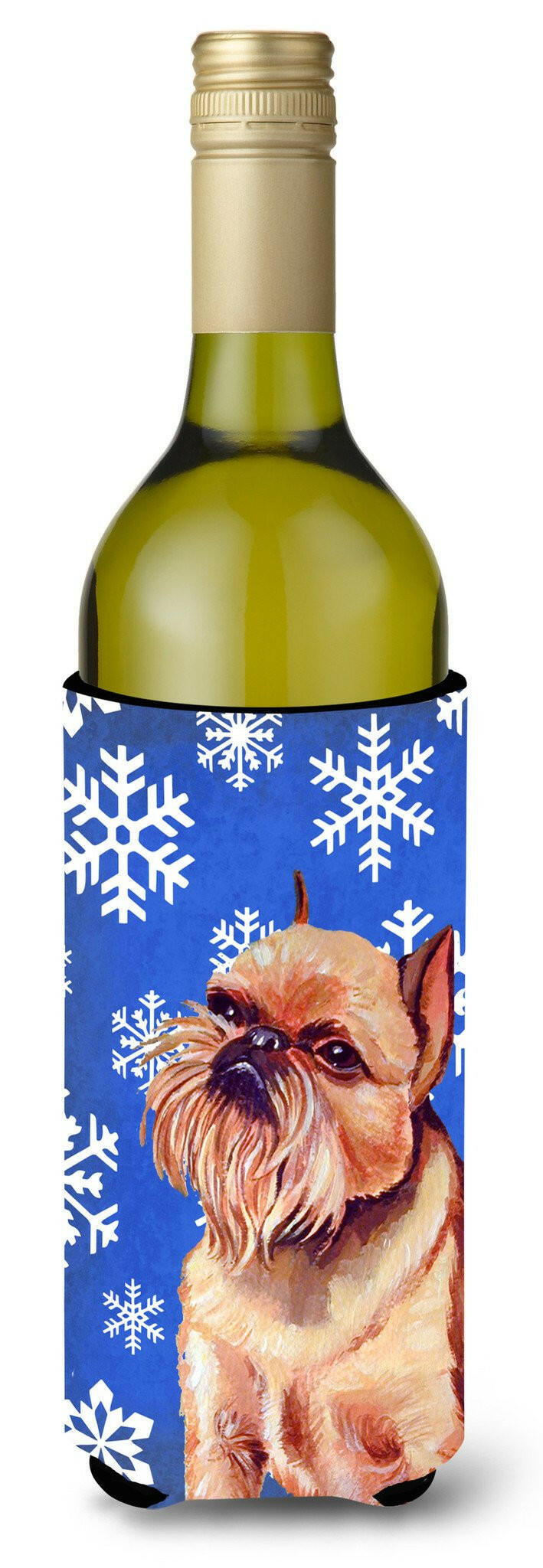 Brussels Griffon Winter Snowflakes Holiday Wine Bottle Beverage Insulator Beverage Insulator Hugger by Caroline's Treasures