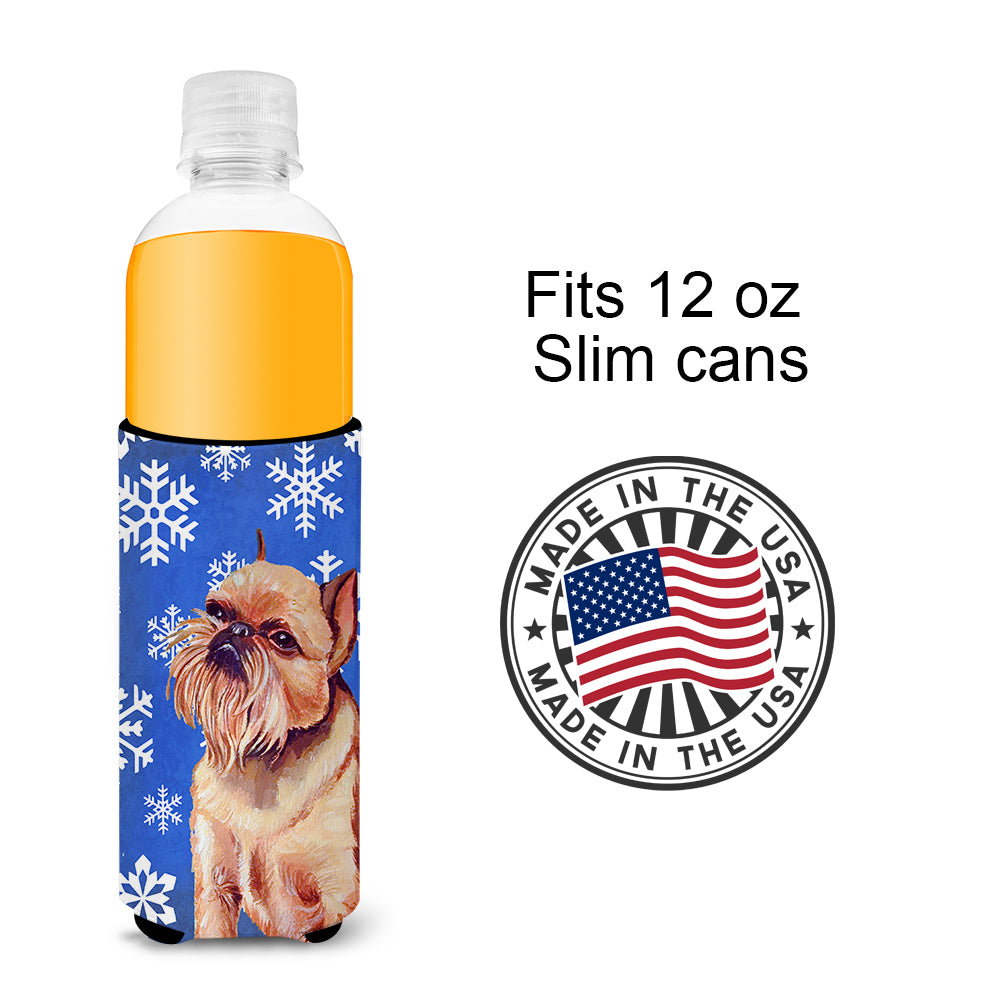 Brussels Griffon Winter Snowflakes Holiday Ultra Beverage Insulators for slim cans LH9269MUK.