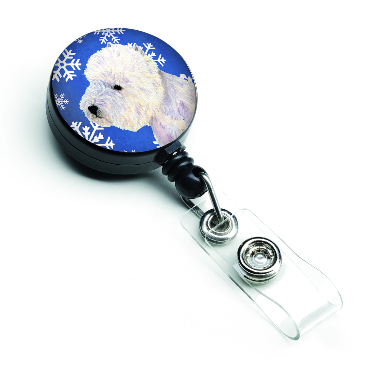 Westie Winter Snowflakes Holiday Retractable Badge Reel LH9270BR  the-store.com.