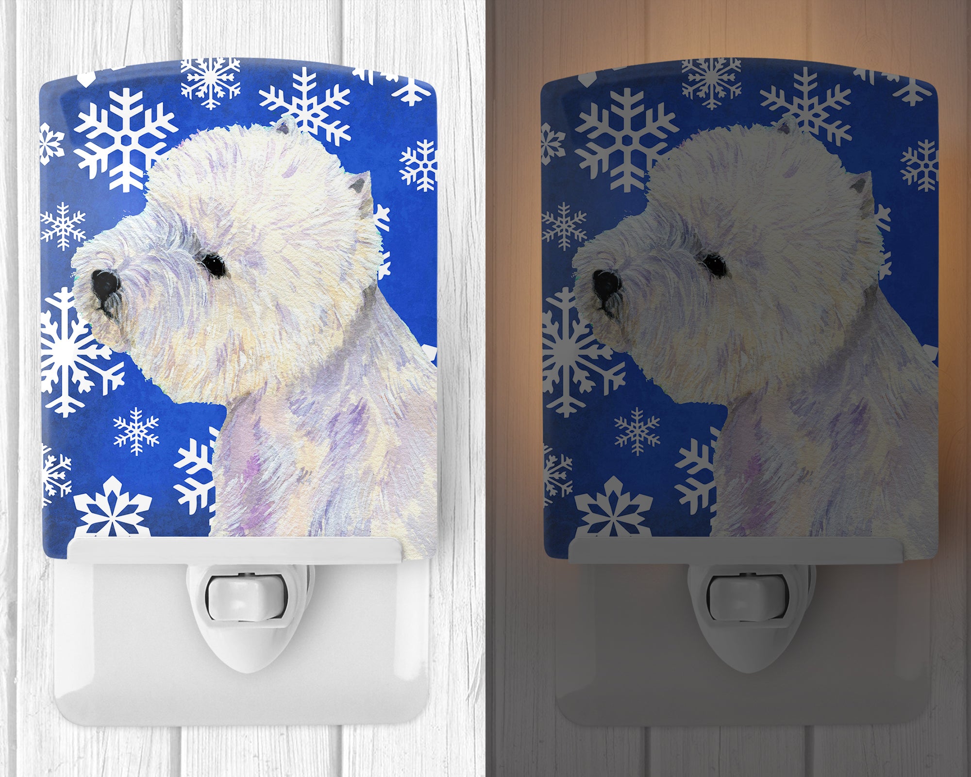 Westie Winter Snowflakes Holiday Ceramic Night Light LH9270CNL - the-store.com