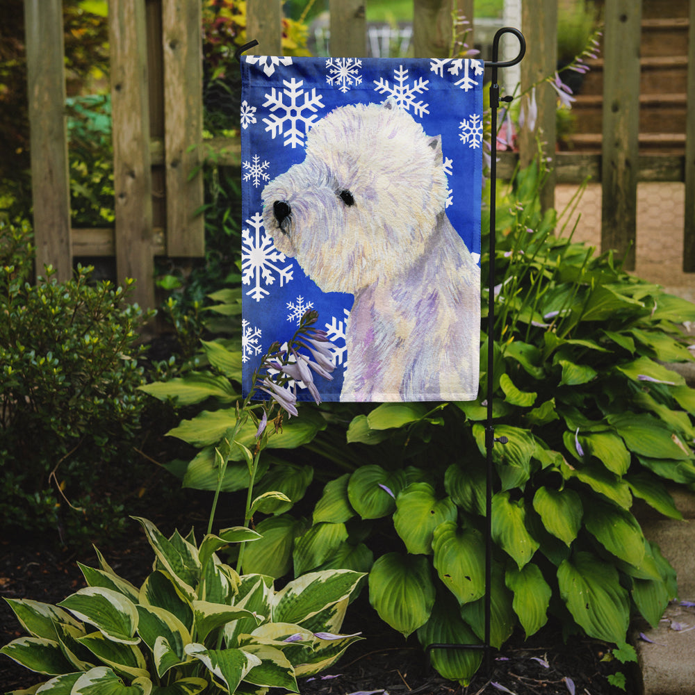 Westie Winter Snowflakes Holiday Flag Garden Size.