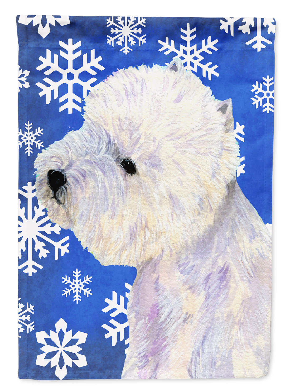 Westie Winter Snowflakes Holiday Flag Garden Size.