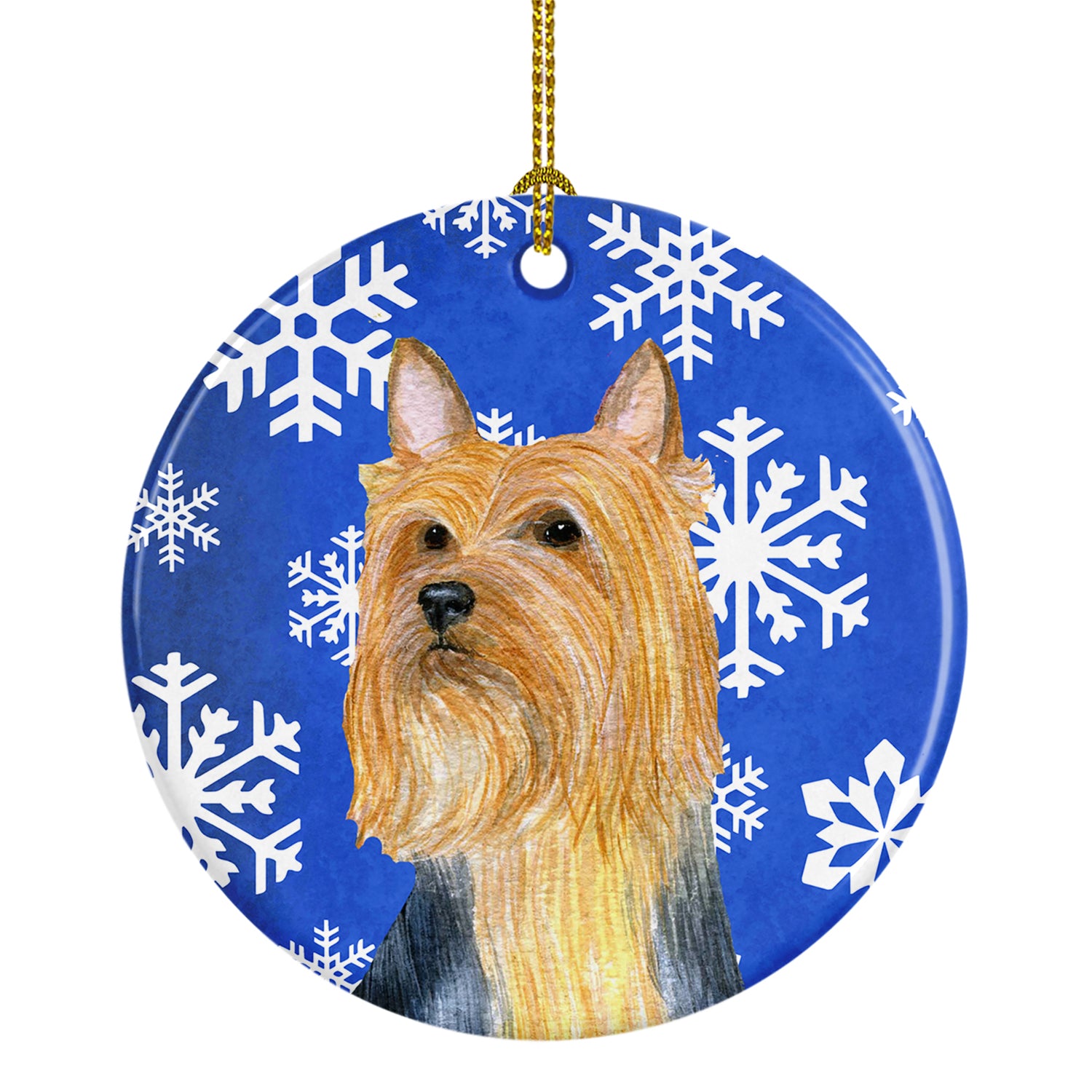 Silky Terrier Winter Snowflake Holiday Ceramic Ornament LH9271 - the-store.com