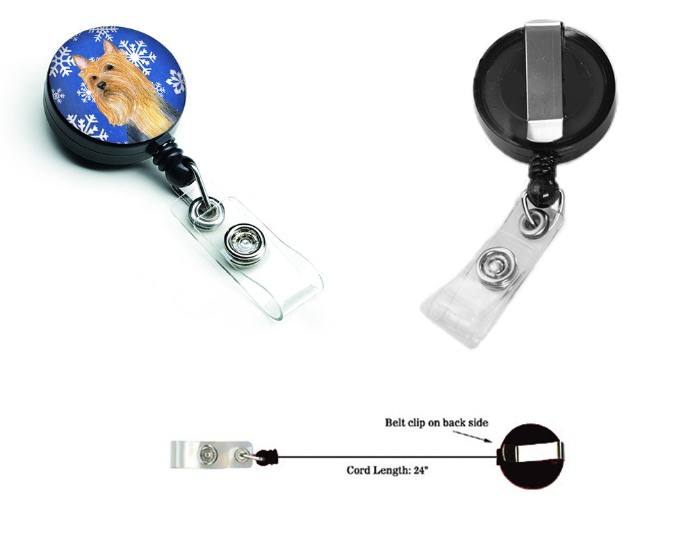 Silky Terrier Winter Snowflakes Holiday Retractable Badge Reel LH9271BR  the-store.com.