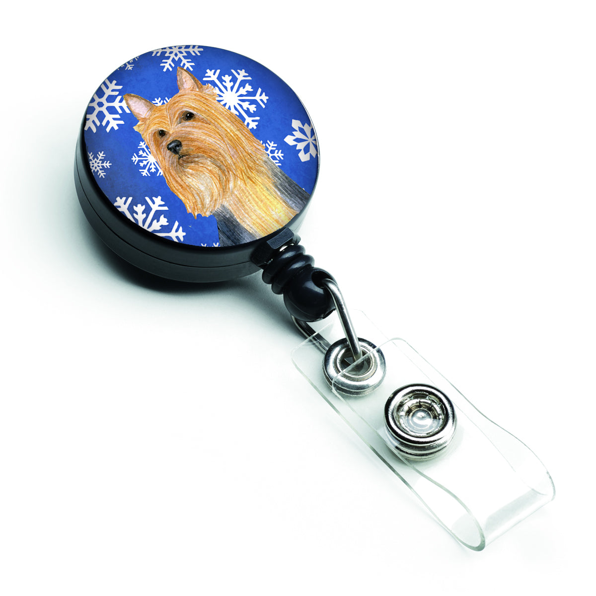 Silky Terrier Winter Snowflakes Holiday Retractable Badge Reel LH9271BR  the-store.com.