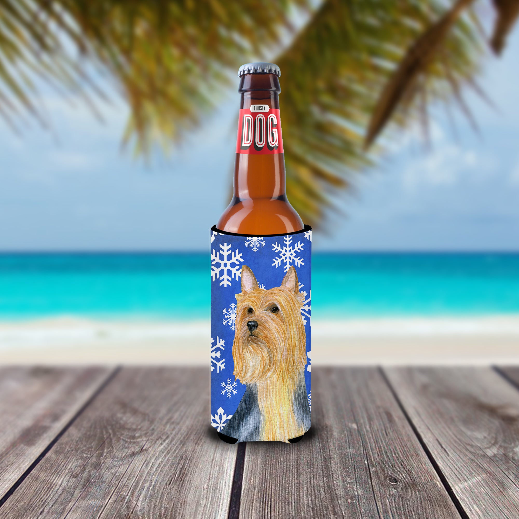 Silky Terrier Winter Snowflakes Holiday Ultra Beverage Insulators for slim cans LH9271MUK.