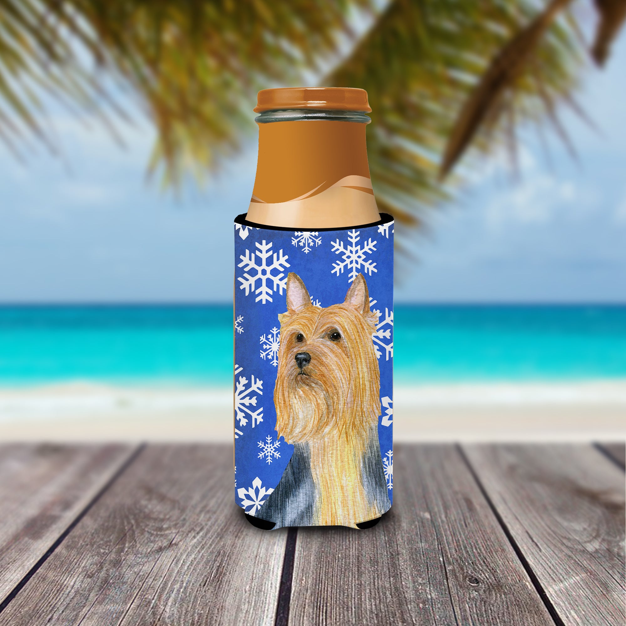 Silky Terrier Winter Snowflakes Holiday Ultra Beverage Insulators for slim cans LH9271MUK.