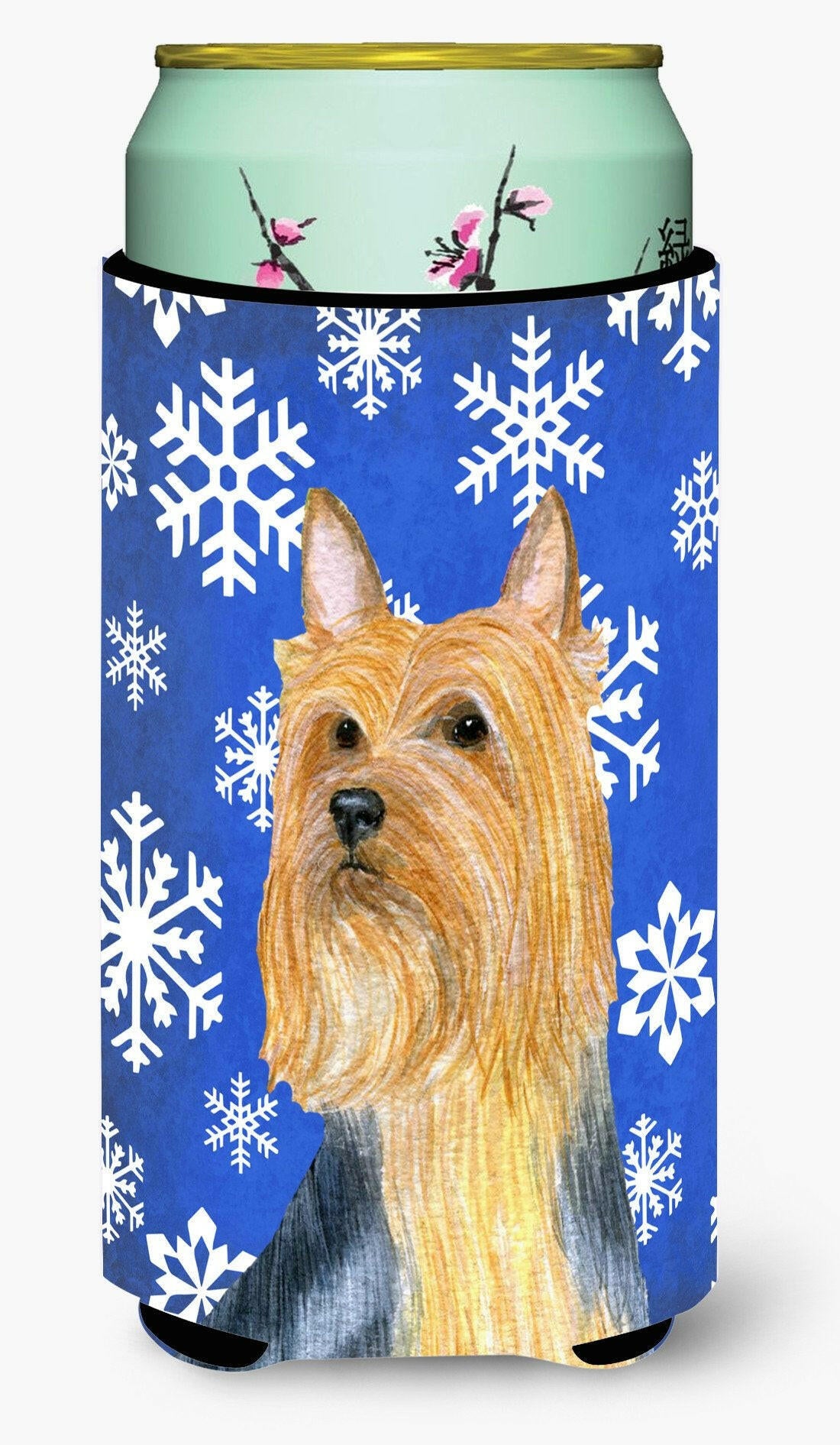 Silky Terrier Winter Snowflakes Holiday  Tall Boy Beverage Insulator Beverage Insulator Hugger by Caroline's Treasures