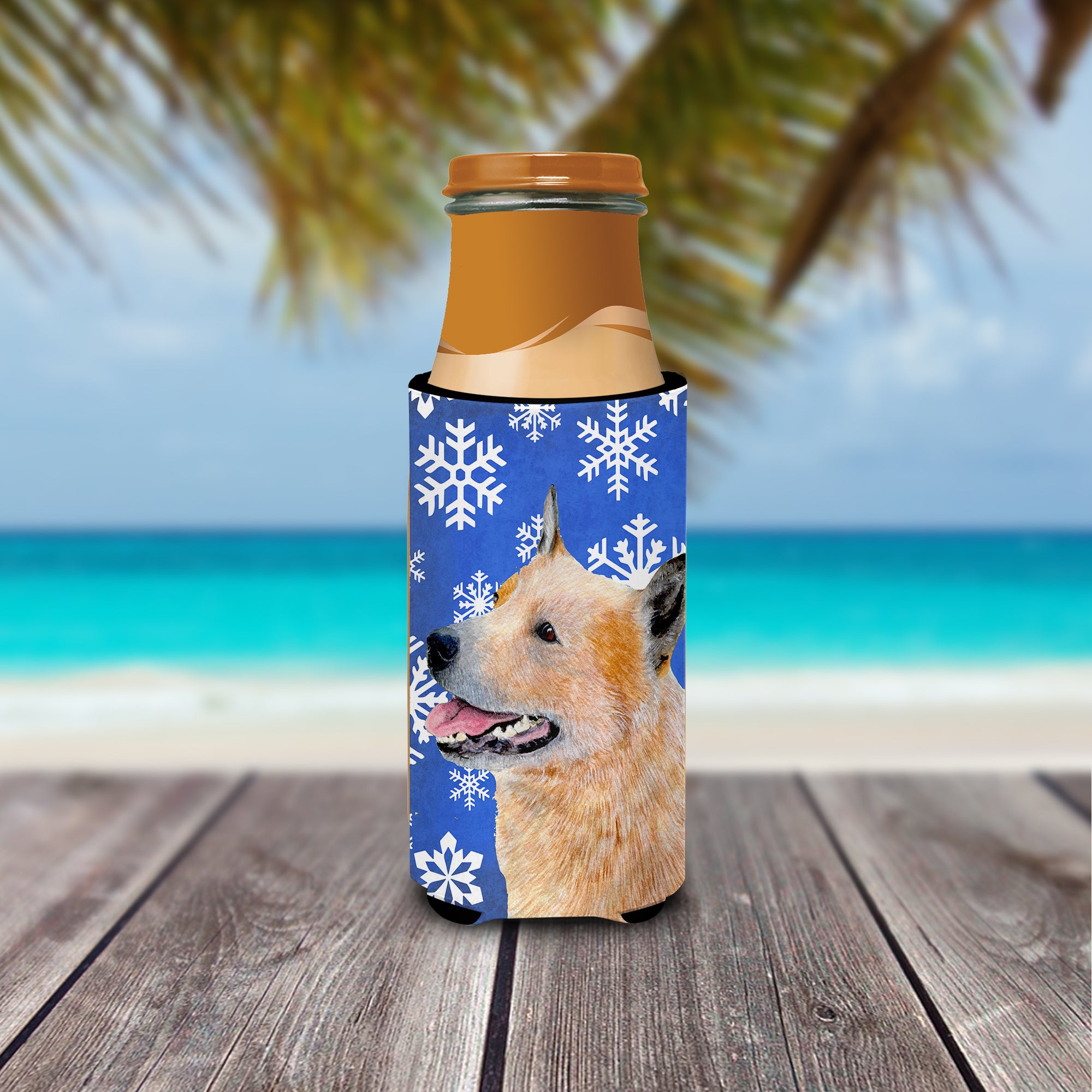 Australian Cattle Dog Winter Snowflakes Holiday Ultra Beverage Insulators for slim cans LH9272MUK.