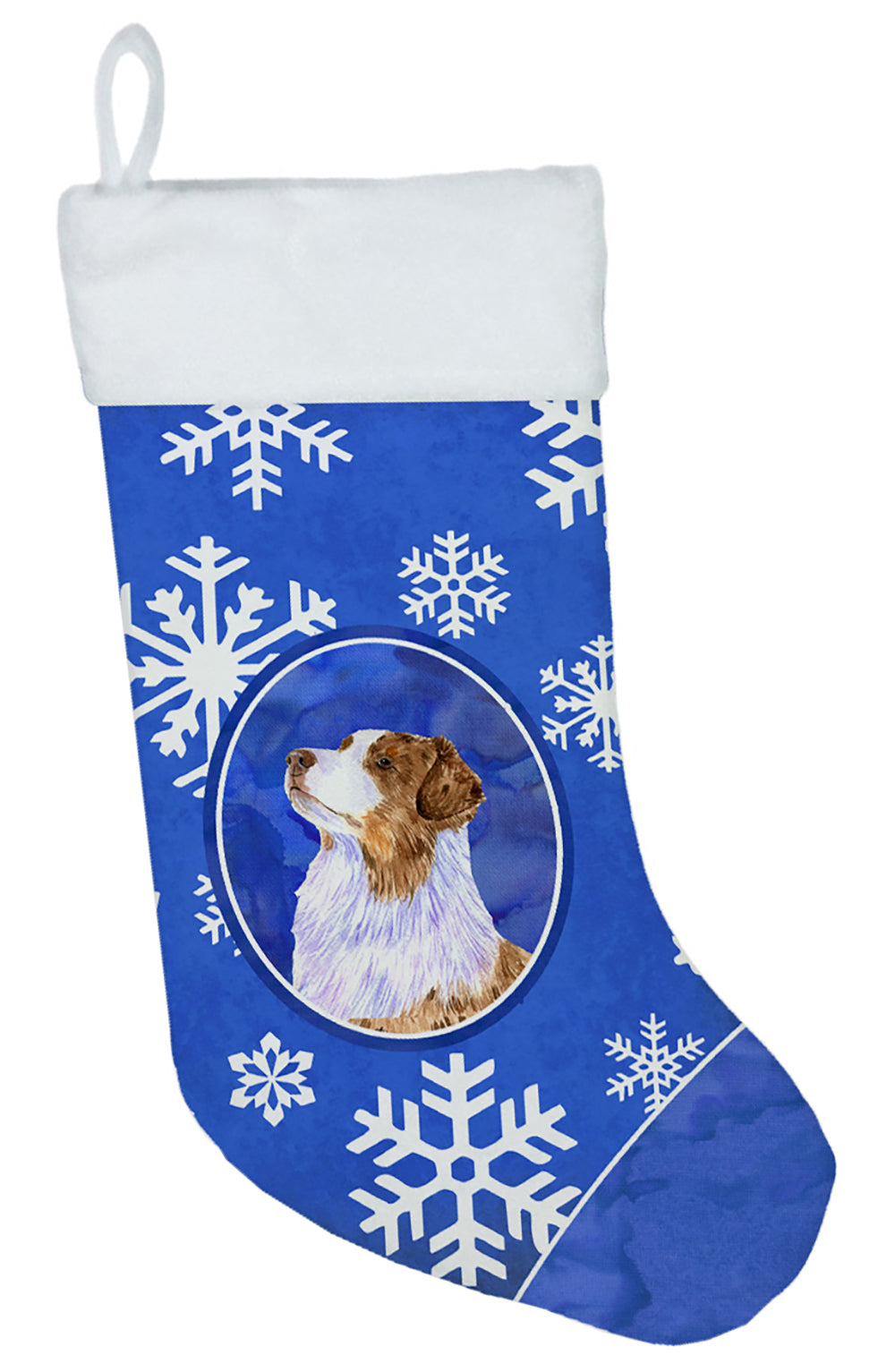 Australian Shepherd Winter Snowflakes Snowflakes Holiday Christmas  Stocking  the-store.com.