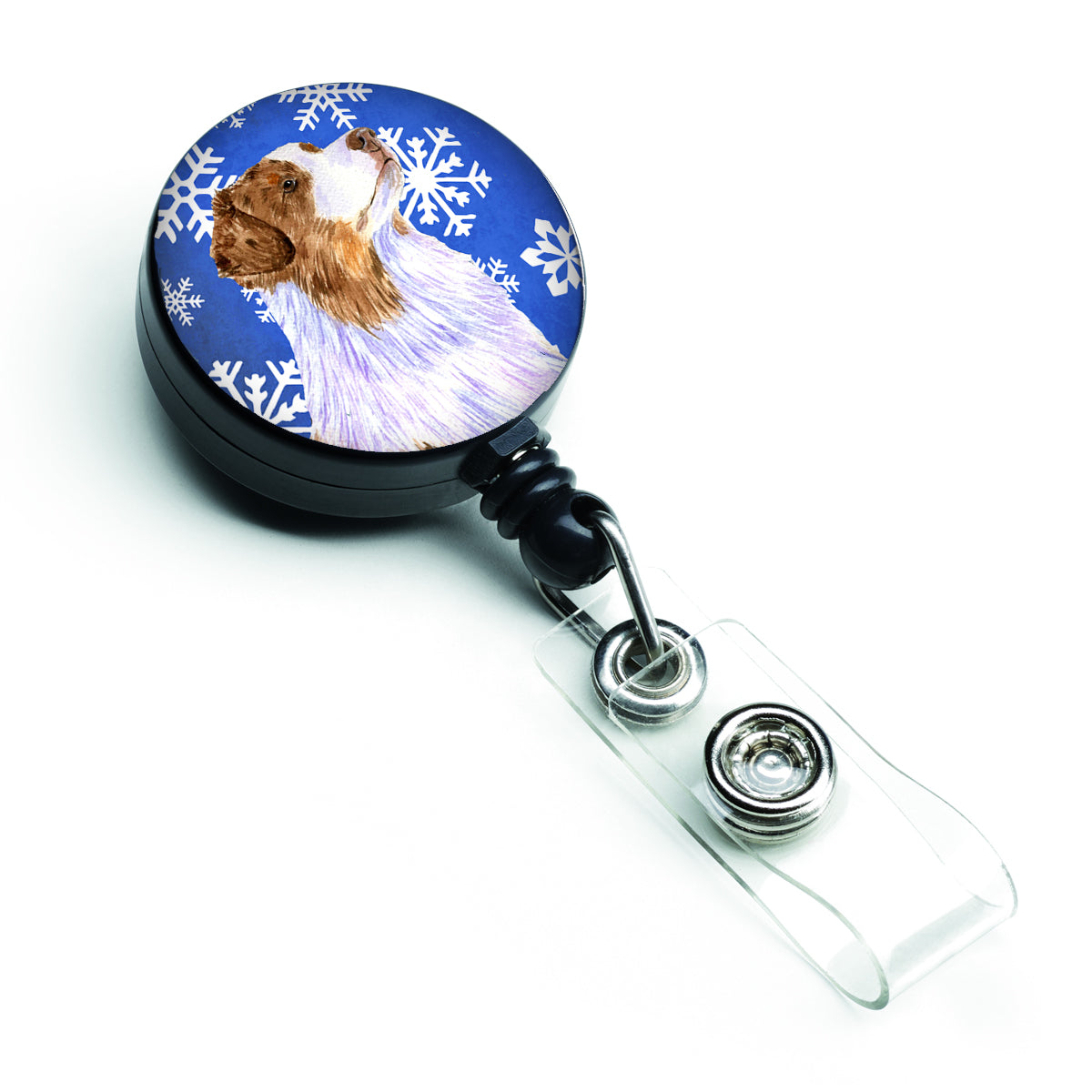 Australian Shepherd Winter Snowflakes Holiday Retractable Badge Reel LH9273BR  the-store.com.