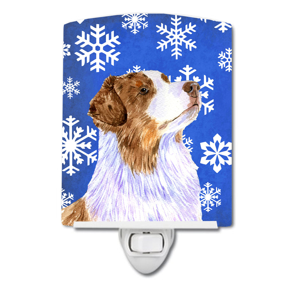 Australian Shepherd Winter Snowflakes Holiday Ceramic Night Light LH9273CNL - the-store.com