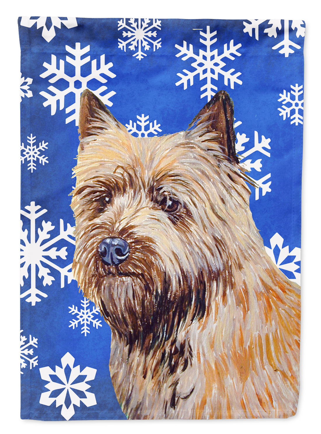 Cairn Terrier Winter Snowflakes Holiday Flag Garden Size.