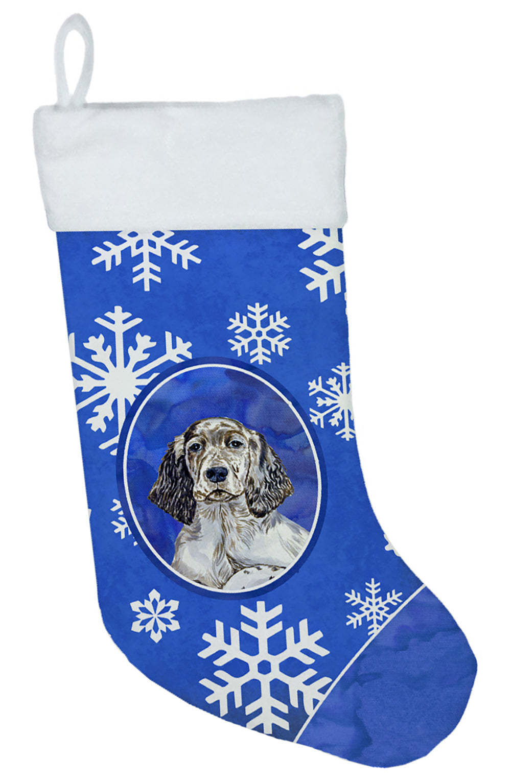 English Setter Winter Snowflakes Snowflakes Holiday Christmas Stocking  the-store.com.