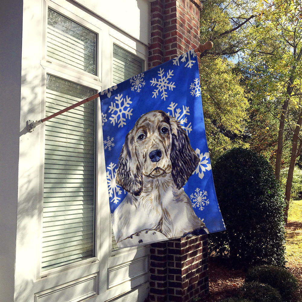 English Setter Winter Snowflakes Holiday Flag Canvas House Size  the-store.com.