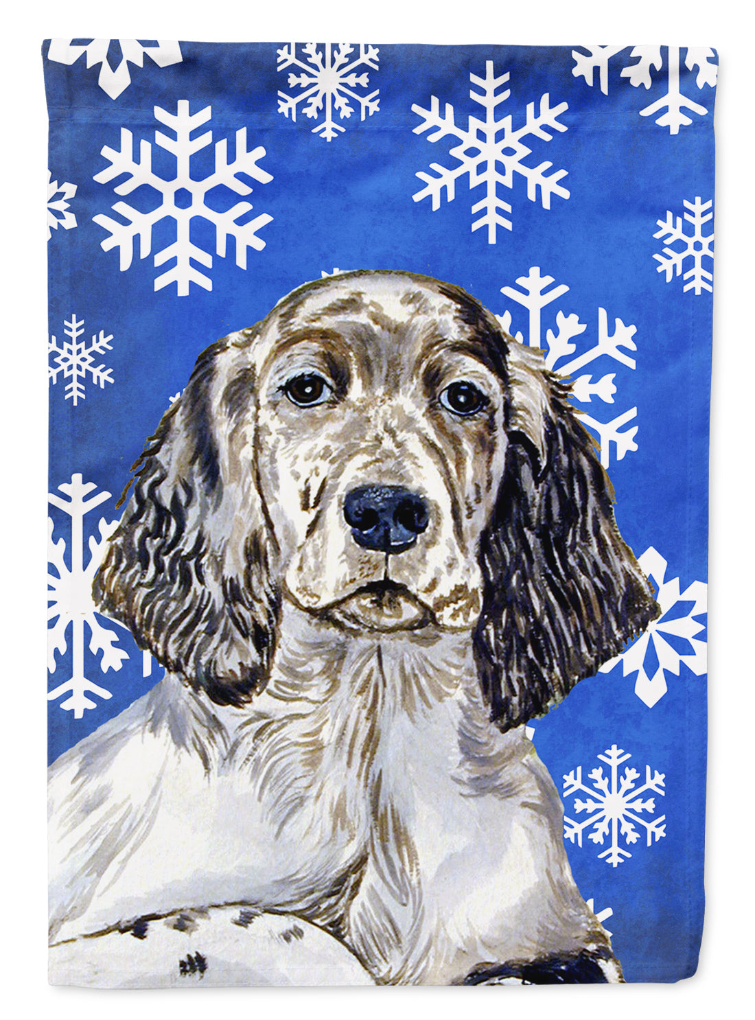 English Setter Winter Snowflakes Holiday Flag Garden Size.