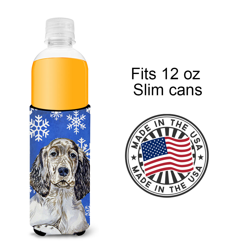 English Setter Winter Snowflakes Holiday Ultra Beverage Insulators for slim cans LH9277MUK.