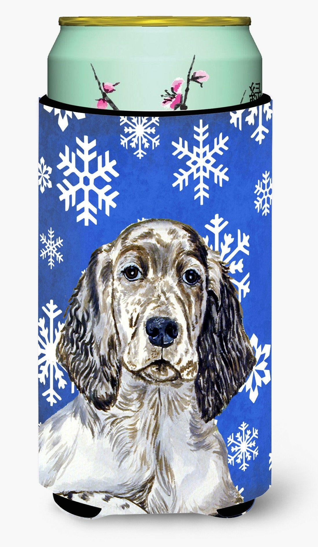 English Setter Winter Snowflakes Holiday  Tall Boy Beverage Insulator Beverage Insulator Hugger by Caroline&#39;s Treasures