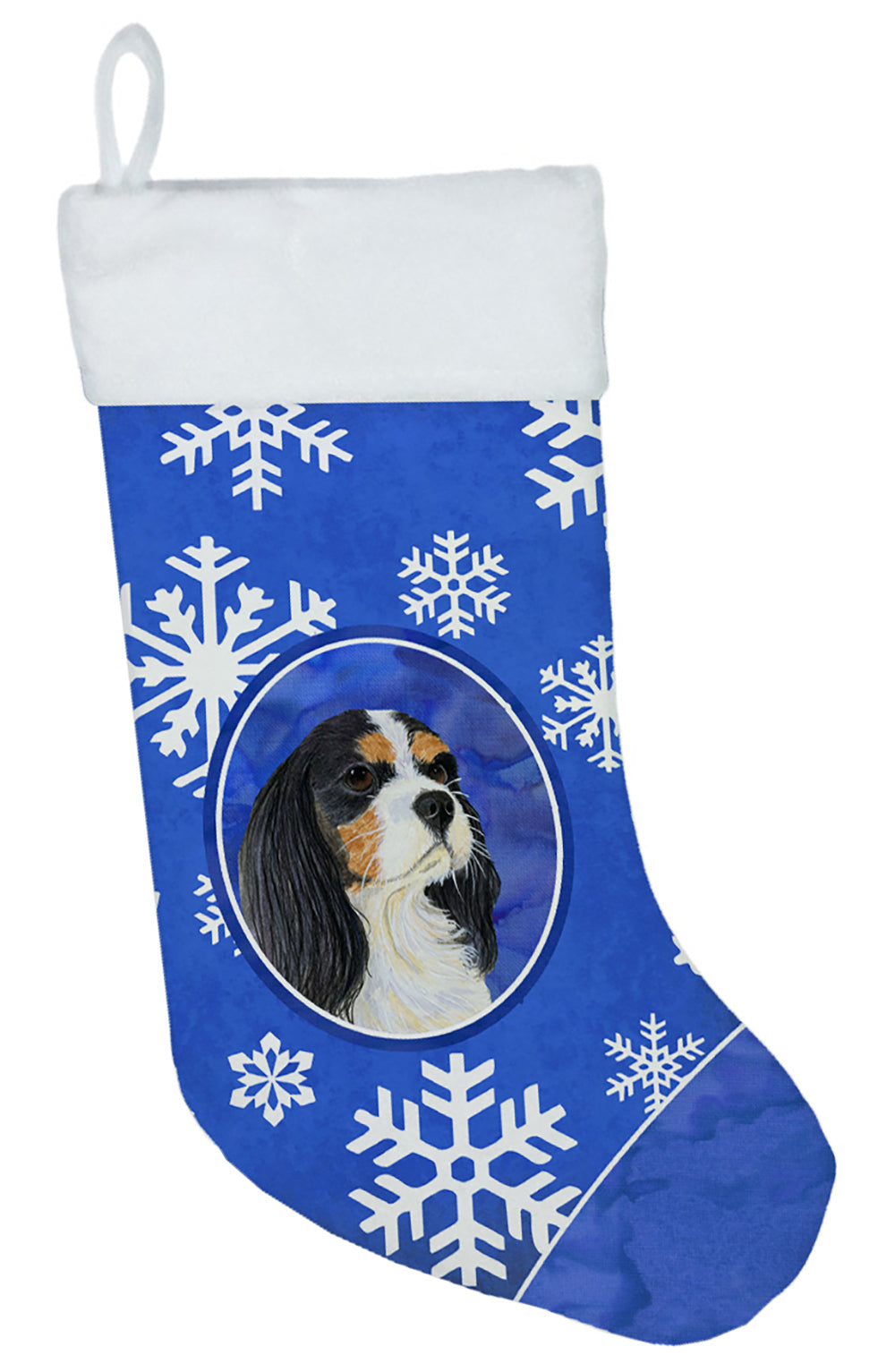 Cavalier Spaniel Winter Snowflakes Snowflakes Holiday Christmas Stocking  the-store.com.