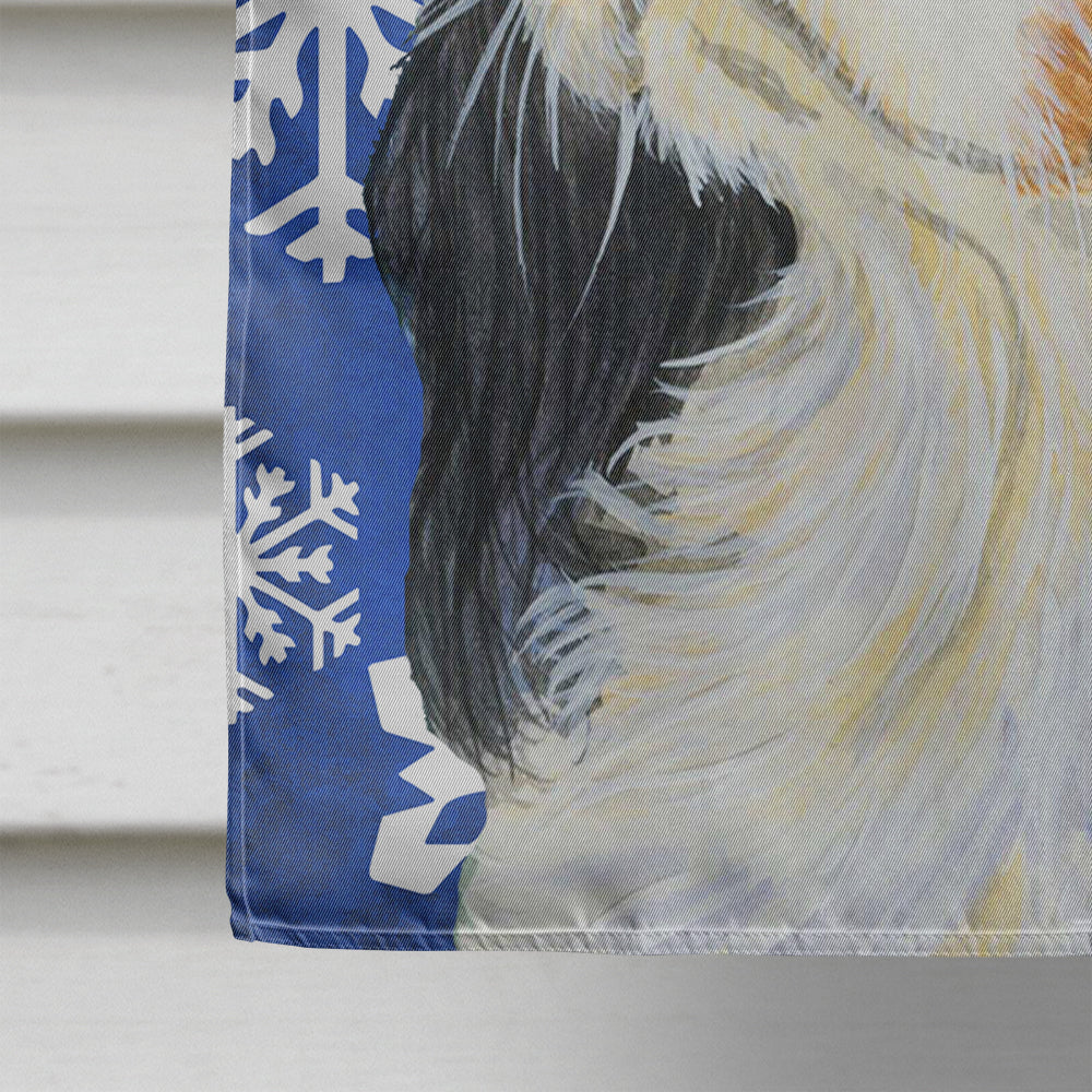 Cavalier Spaniel Winter Snowflakes Holiday Flag Canvas House Size  the-store.com.