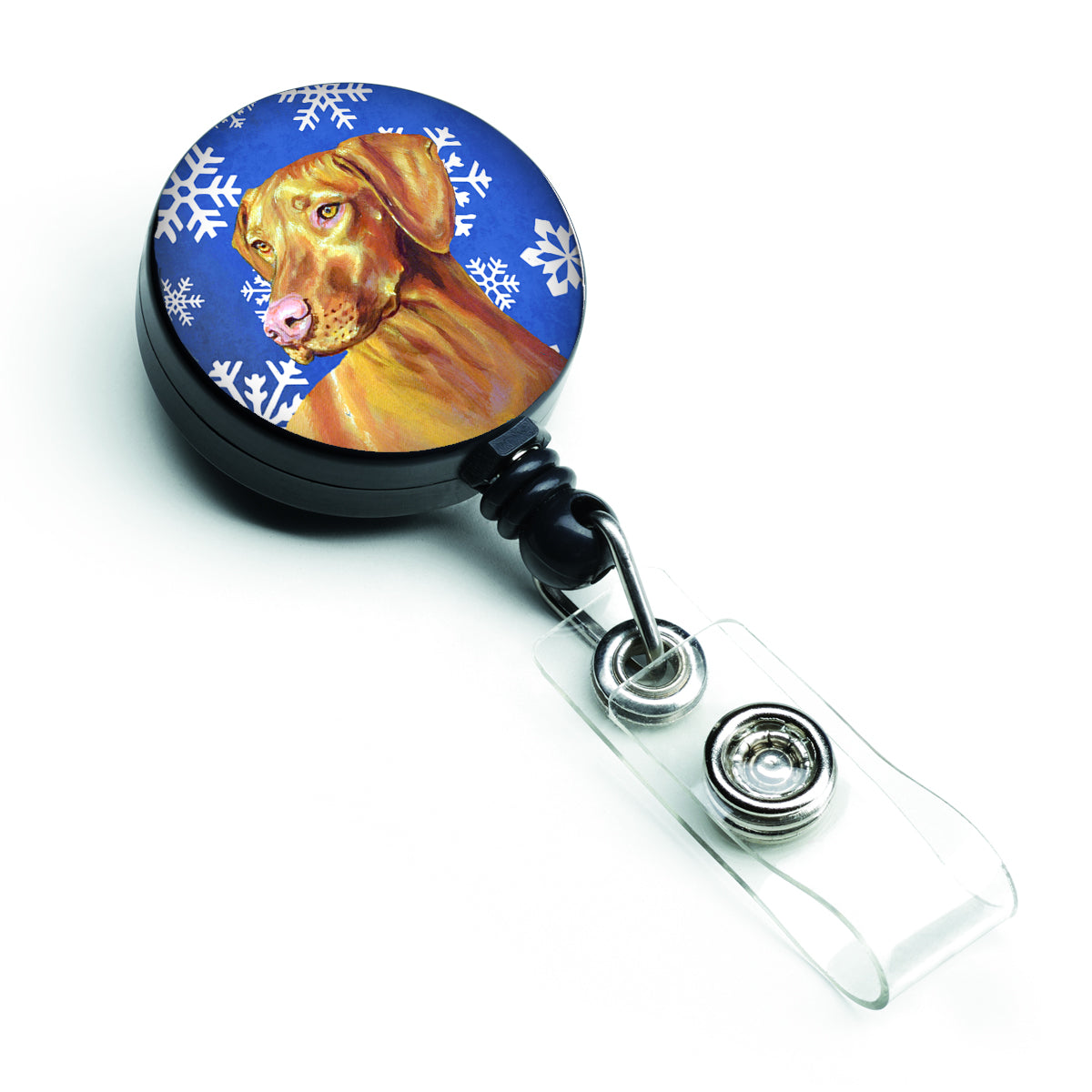 Vizsla Winter Snowflakes Holiday Retractable Badge Reel LH9280BR  the-store.com.