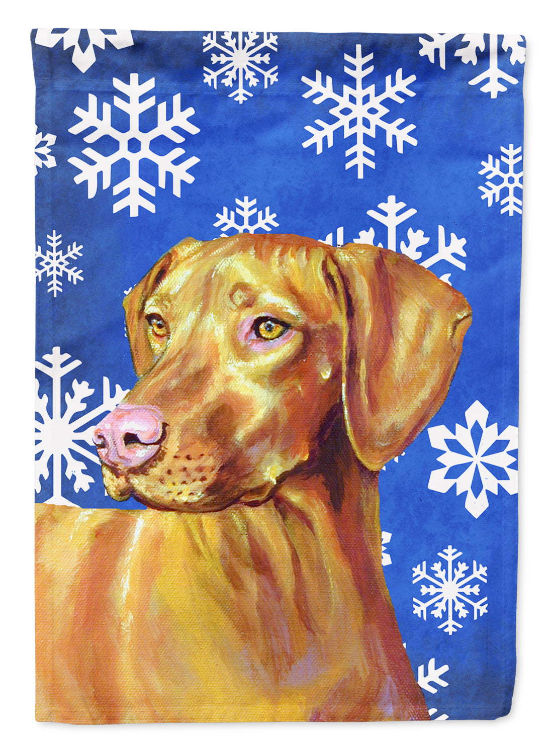 Vizsla Winter Snowflakes Holiday Flag Canvas House Size  the-store.com.