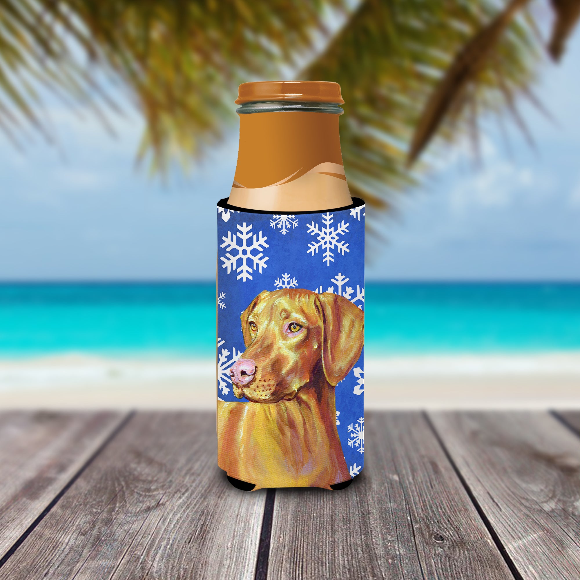 Vizsla Winter Snowflakes Holiday Ultra Beverage Insulators for slim cans LH9280MUK.