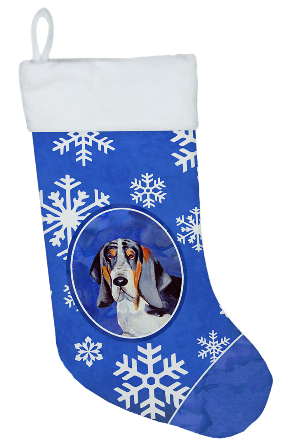 Basset Hound Winter Snowflakes Snowflakes Holiday Christmas Stocking  the-store.com.