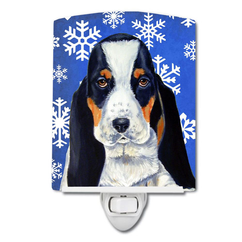 Basset Hound Winter Snowflakes Holiday Ceramic Night Light LH9284CNL - the-store.com