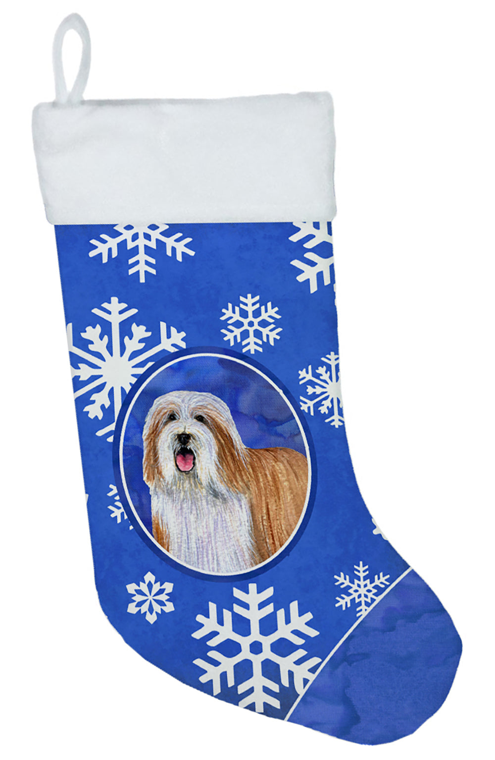 Bearded Collie Winter Snowflakes Snowflakes Holiday Christmas Stocking  the-store.com.