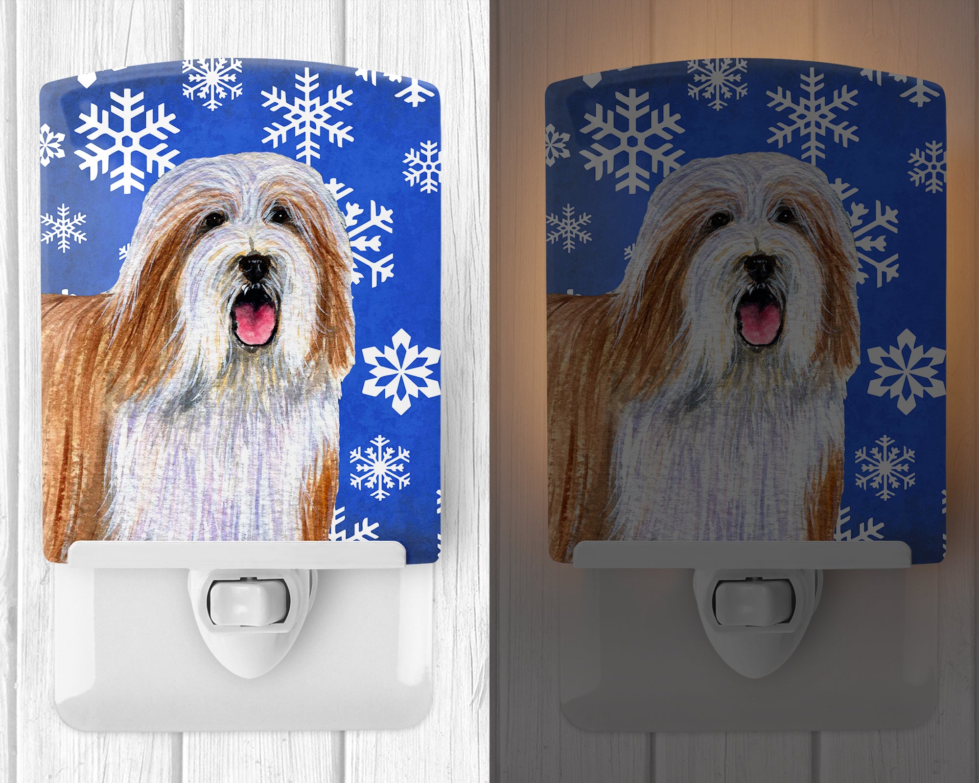 Bearded Collie Winter Snowflakes Holiday Ceramic Night Light LH9285CNL - the-store.com