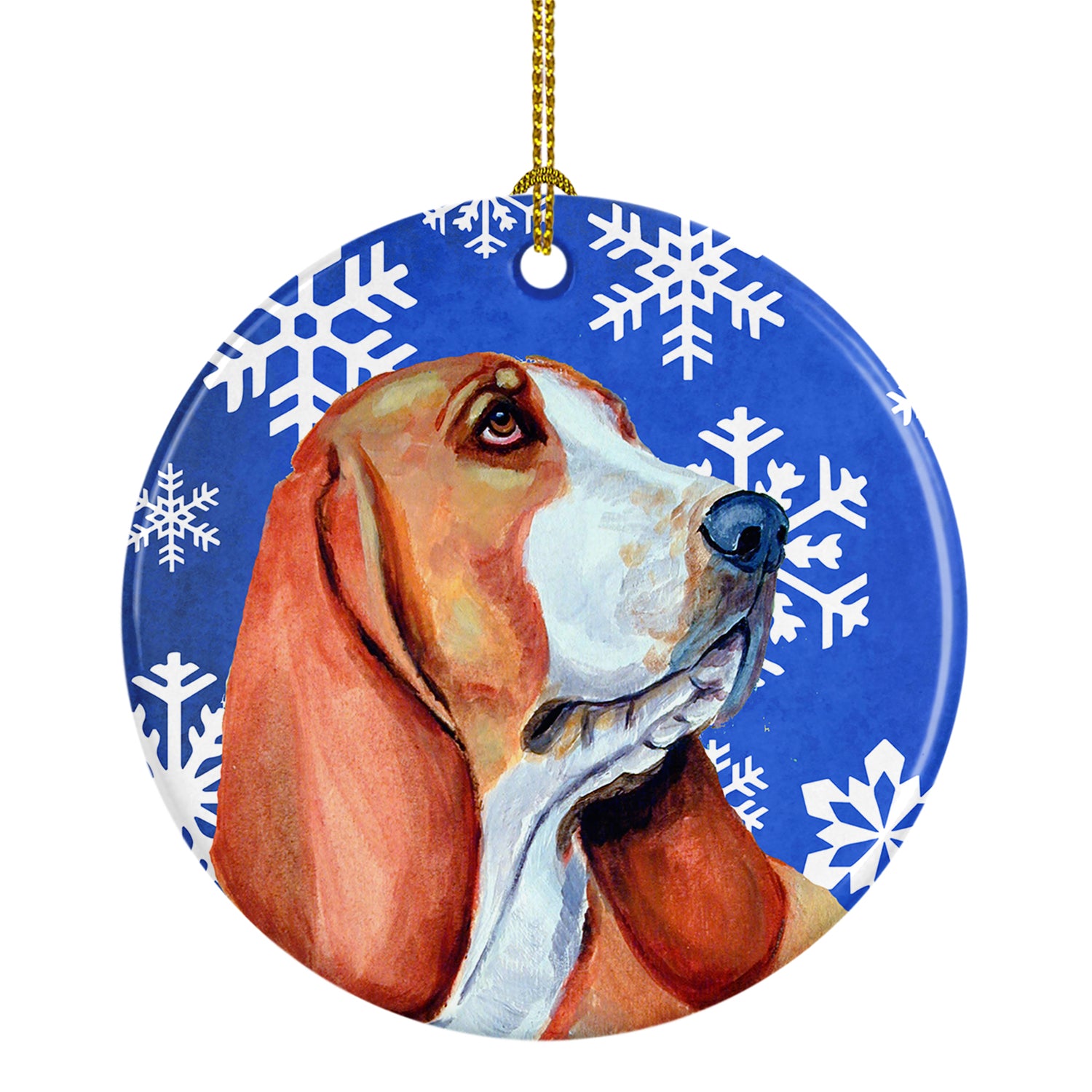 Basset Hound Winter Snowflake Holiday Ceramic Ornament LH9287 - the-store.com