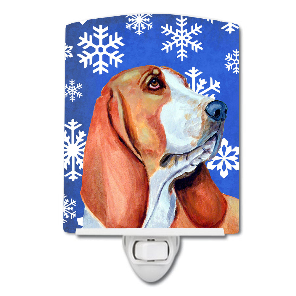 Basset Hound Winter Snowflakes Holiday Ceramic Night Light LH9287CNL - the-store.com