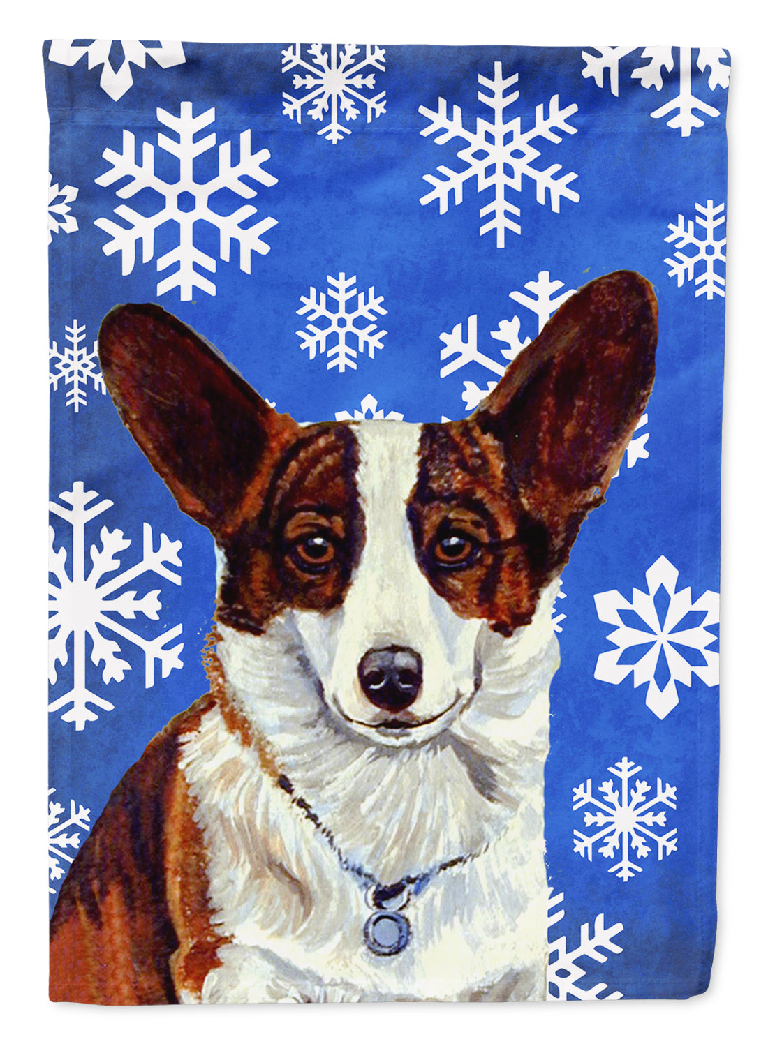 Corgi Winter Snowflakes Holiday Flag Garden Size.