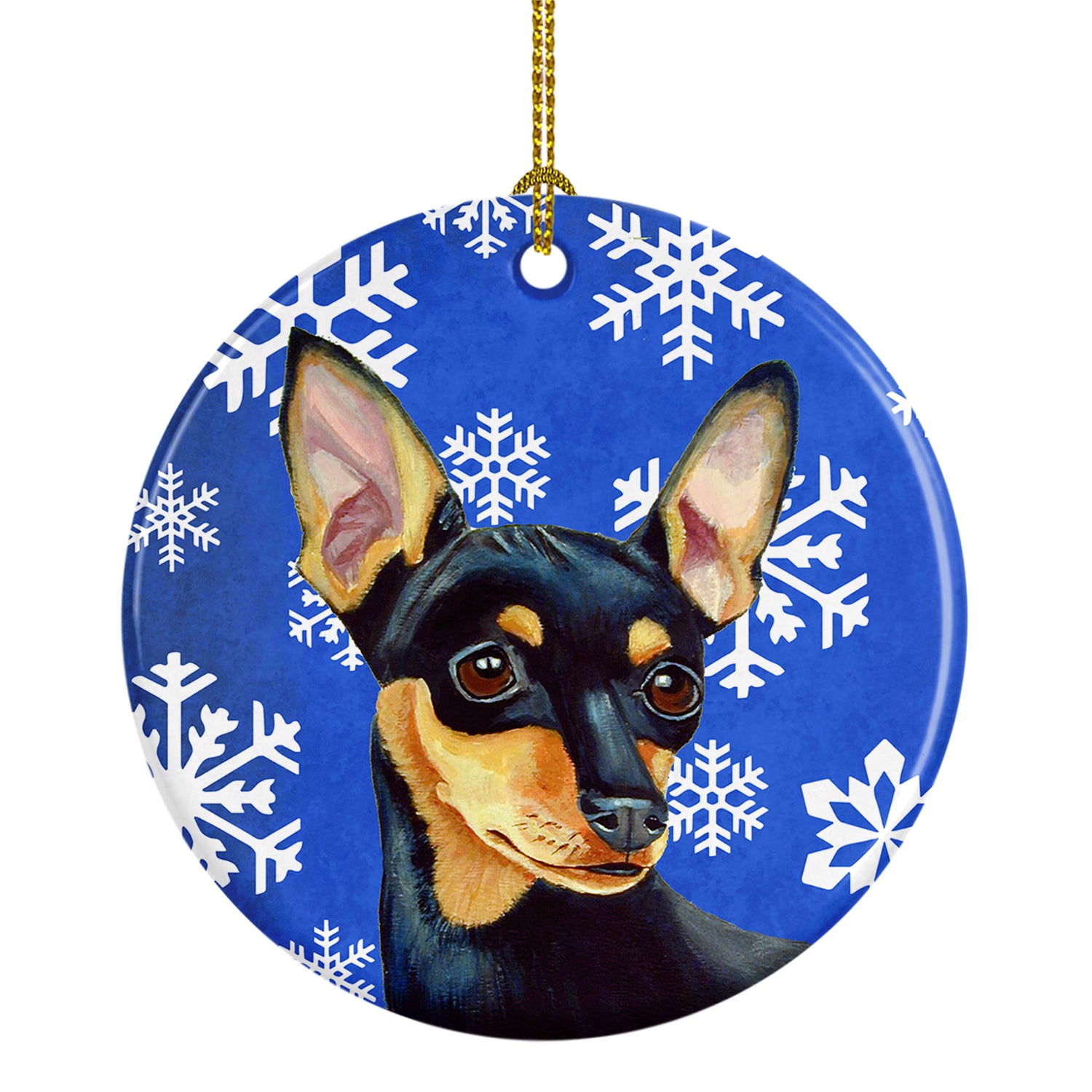 Min Pin Winter Snowflake Holiday Ceramic Ornament LH9290 - the-store.com