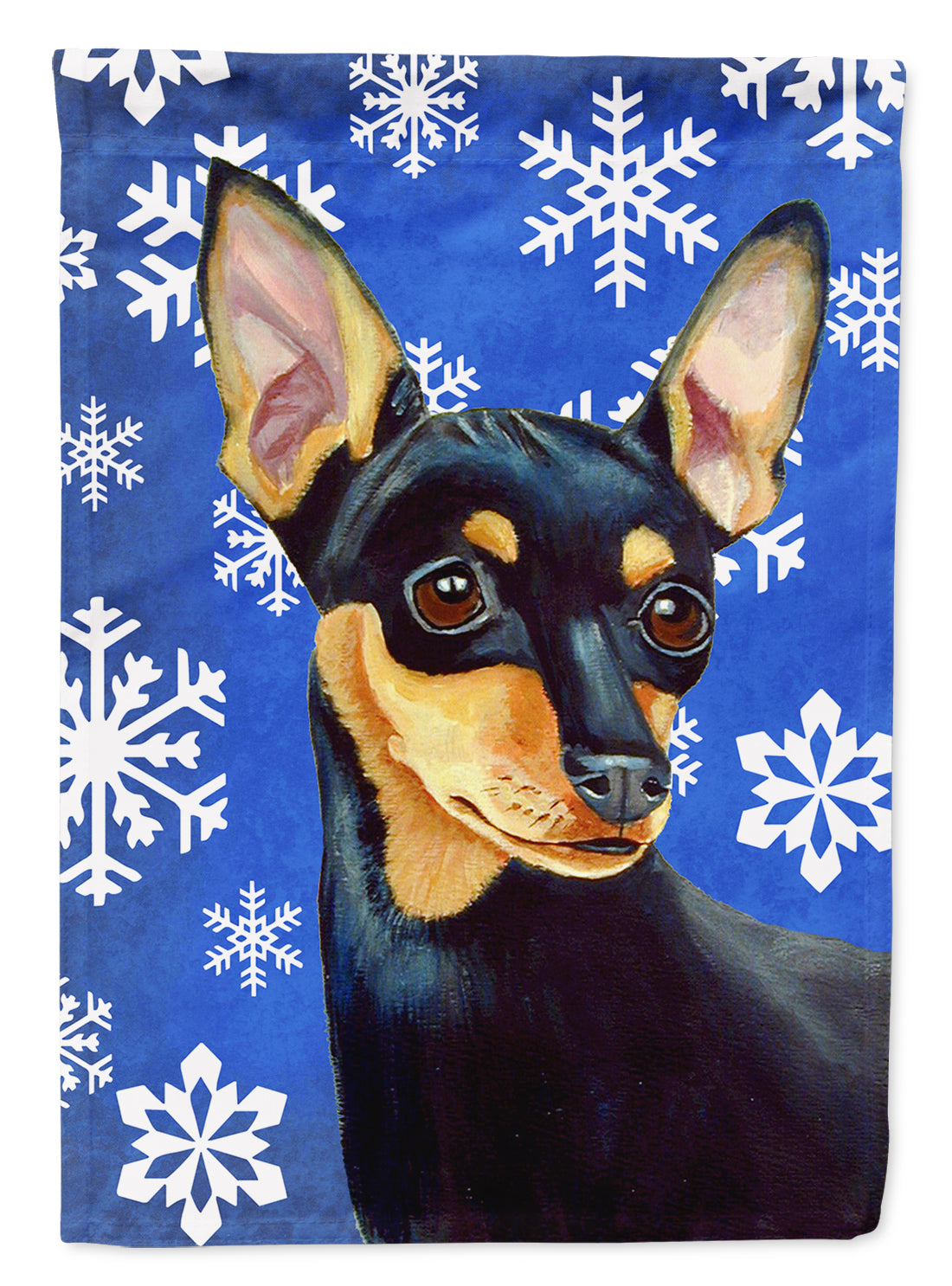 Min Pin Winter Snowflakes Holiday Flag Canvas House Size  the-store.com.