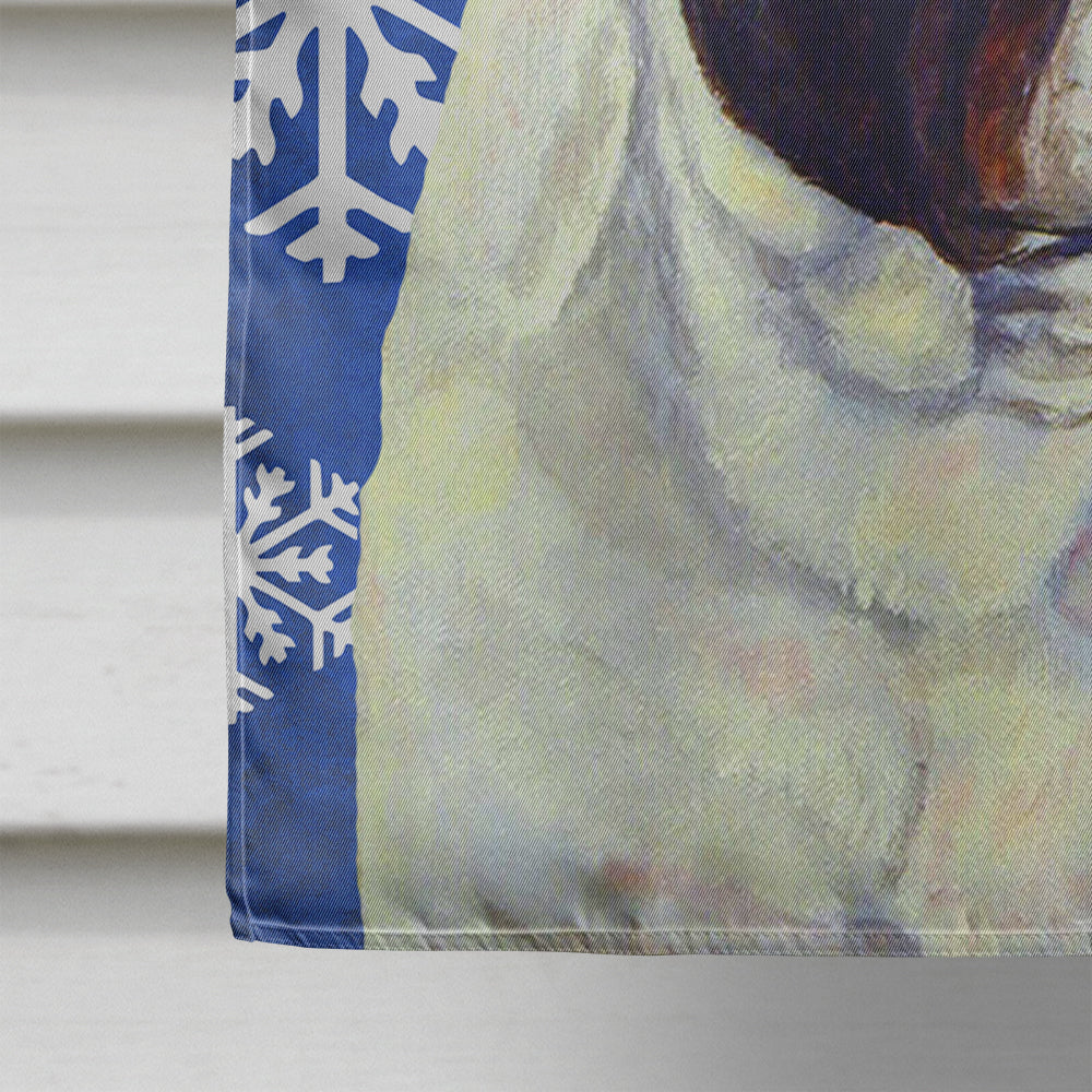 French Bulldog Winter Snowflakes Holiday Flag Canvas House Size  the-store.com.