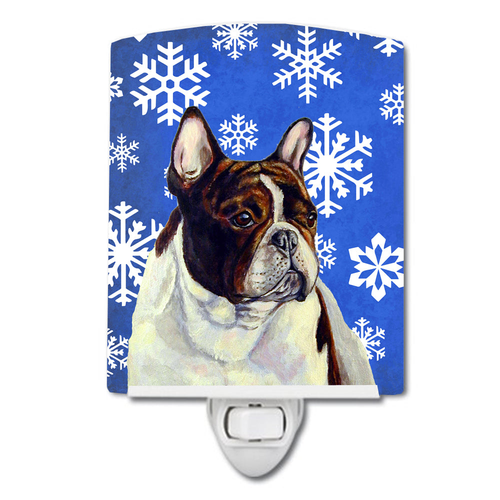 French Bulldog Winter Snowflakes Holiday Ceramic Night Light LH9292CNL - the-store.com