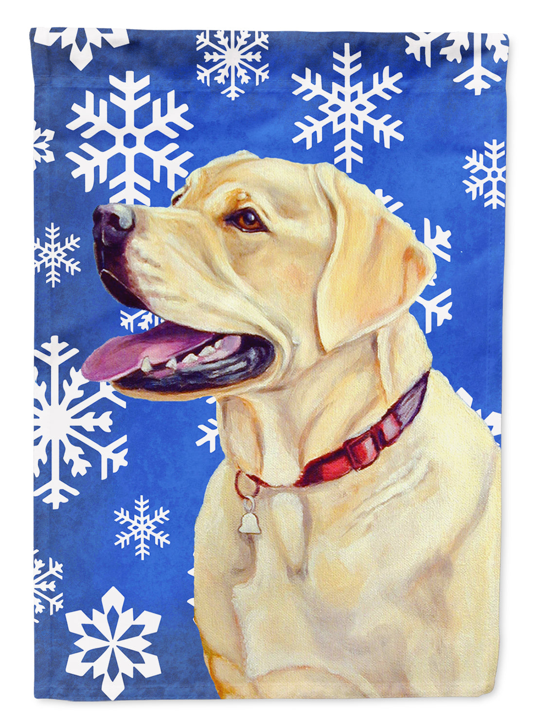 Labrador Winter Snowflakes Holiday Flag Canvas House Size  the-store.com.