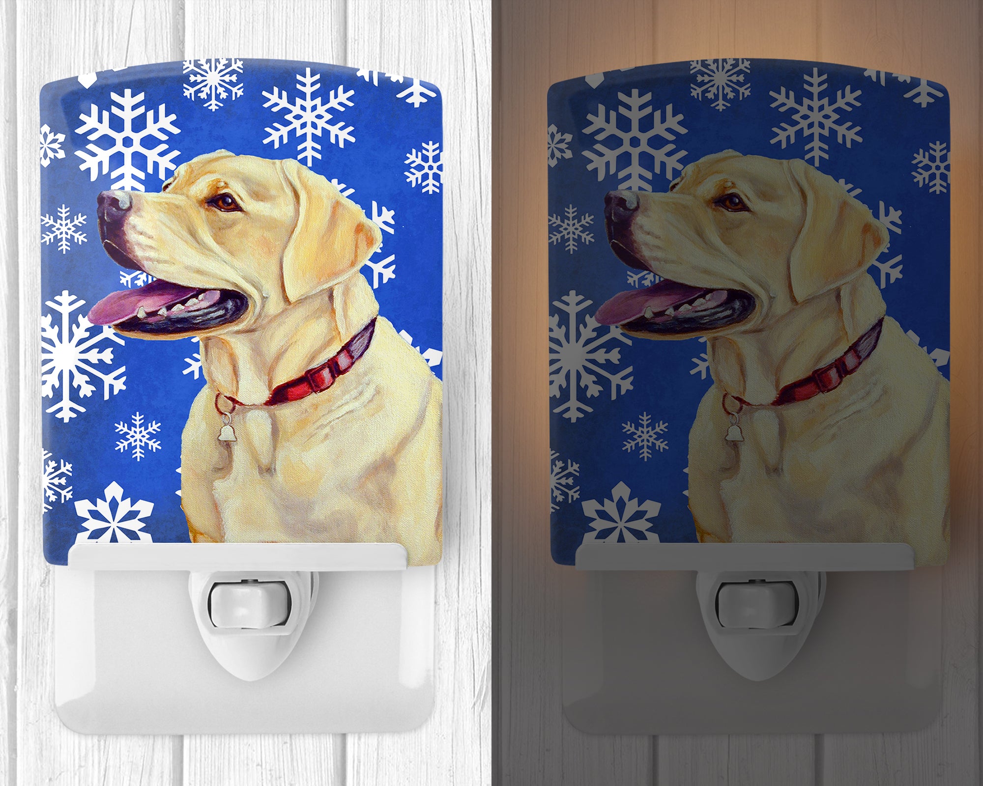 Labrador Winter Snowflakes Holiday Ceramic Night Light LH9293CNL - the-store.com