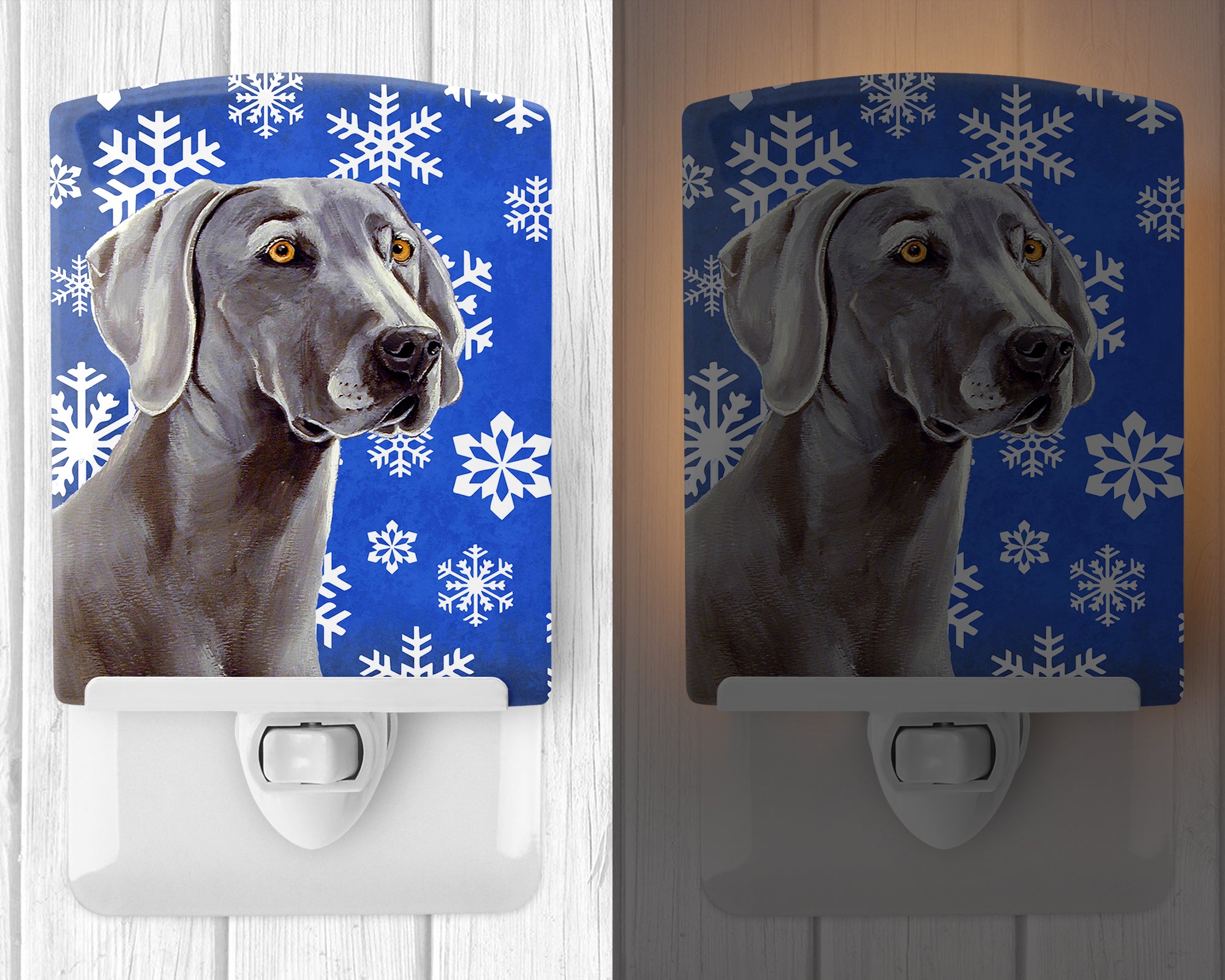 Weimaraner Winter Snowflakes Holiday Ceramic Night Light LH9296CNL - the-store.com