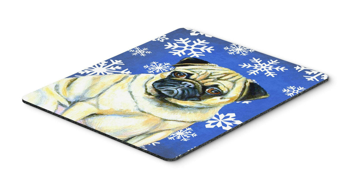 Pug Winter Snowflakes Holiday Mouse Pad, Hot Pad or Trivet by Caroline&#39;s Treasures