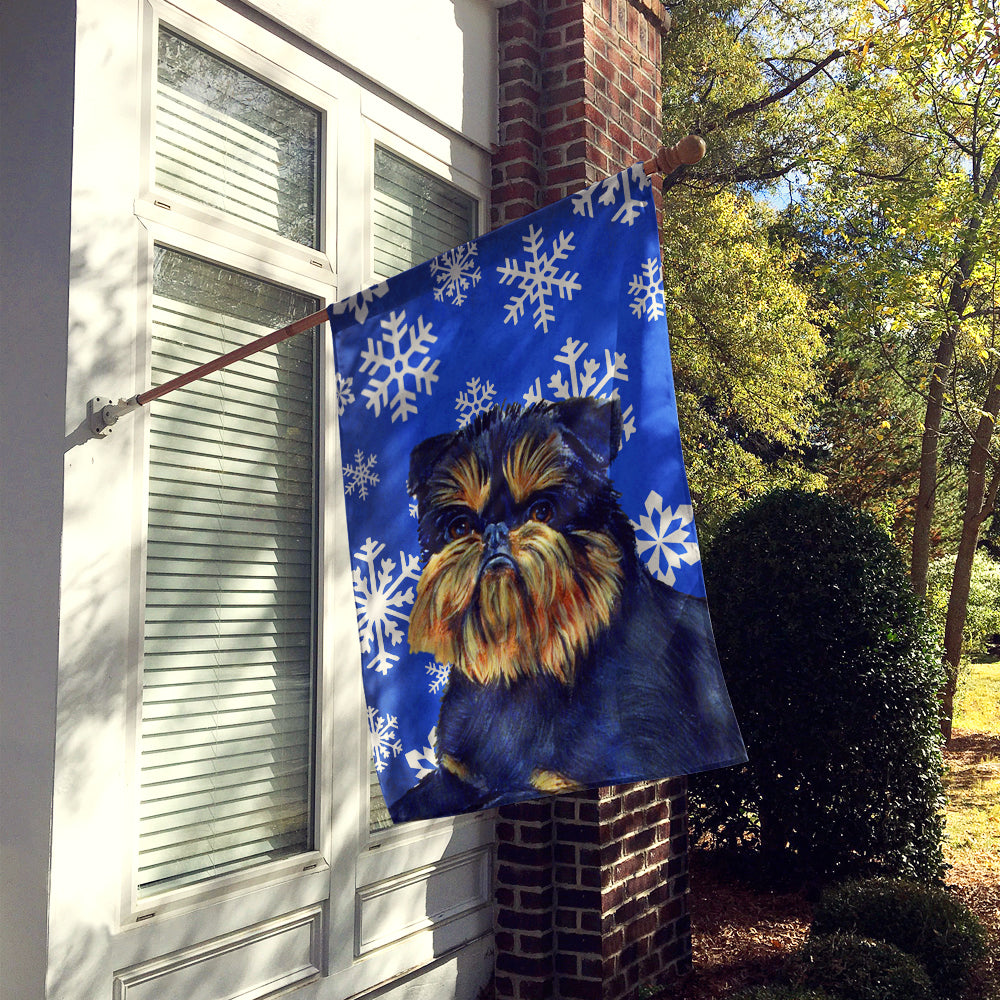 Brussels Griffon Winter Snowflakes Holiday Flag Canvas House Size  the-store.com.